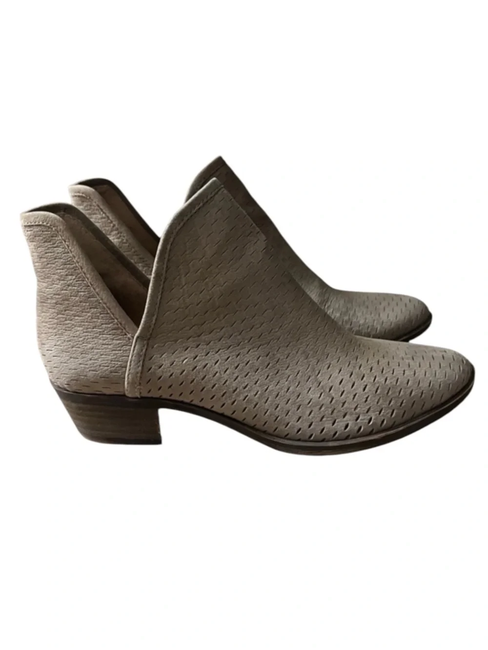 LUCKY BRAND Baley Brindle Suede Perforated Pull On Ankle Booties Size 7.5 - Picture 1 of 8